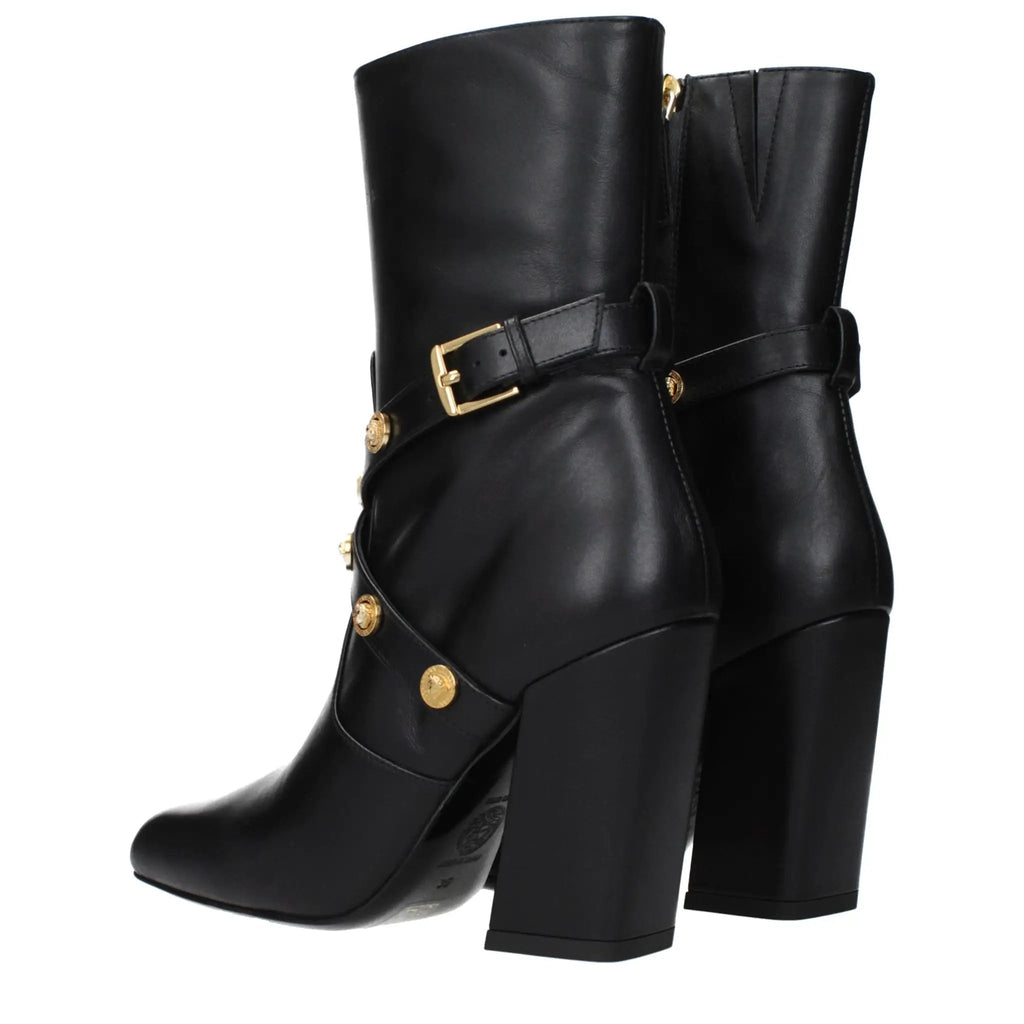 Bottines Versace en cuir noir