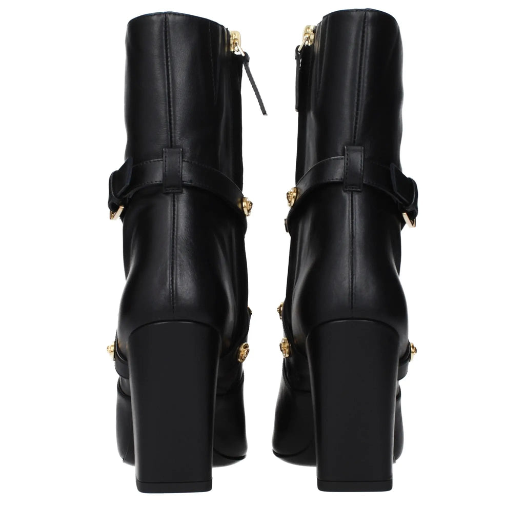 Bottines Versace en cuir noir