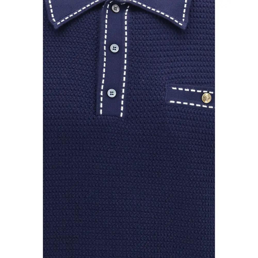 Versace Blue Cotton Polo Shirt