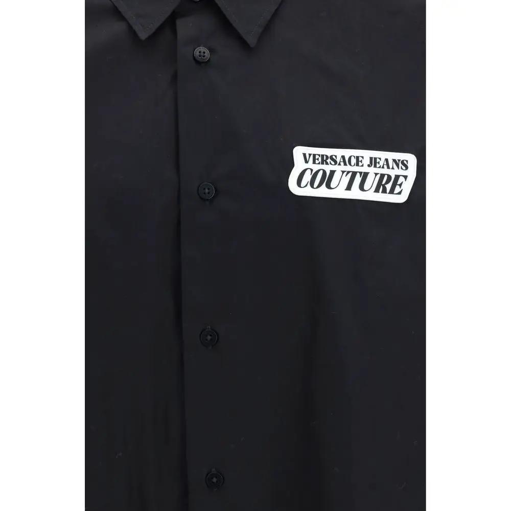 Chemise habillée en coton noir Versace Jeans