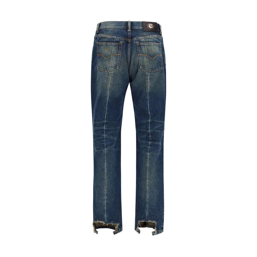 Versace Blue Cotton Straight-Leg Jeans