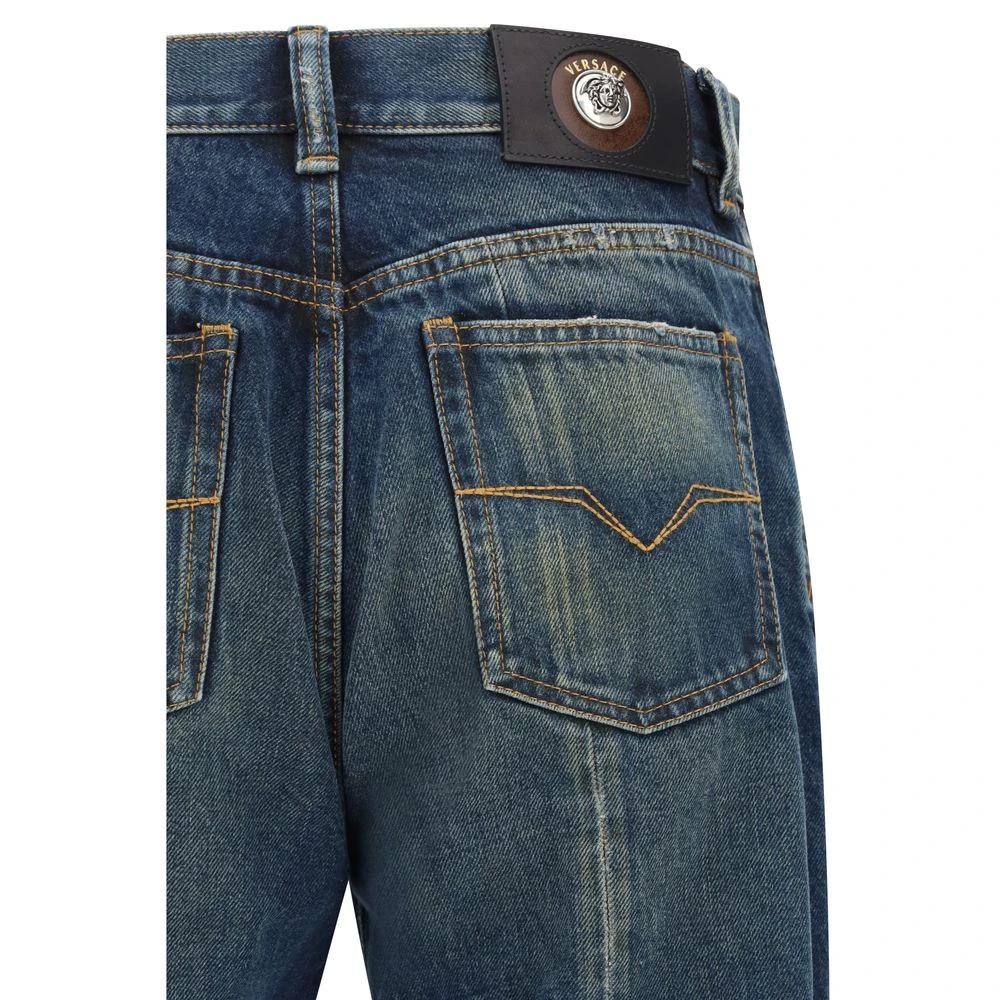Versace Blue Cotton Straight-Leg Jeans