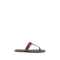 Sandales tongs Saint Laurent Bos Taurus en cuir de veau marron