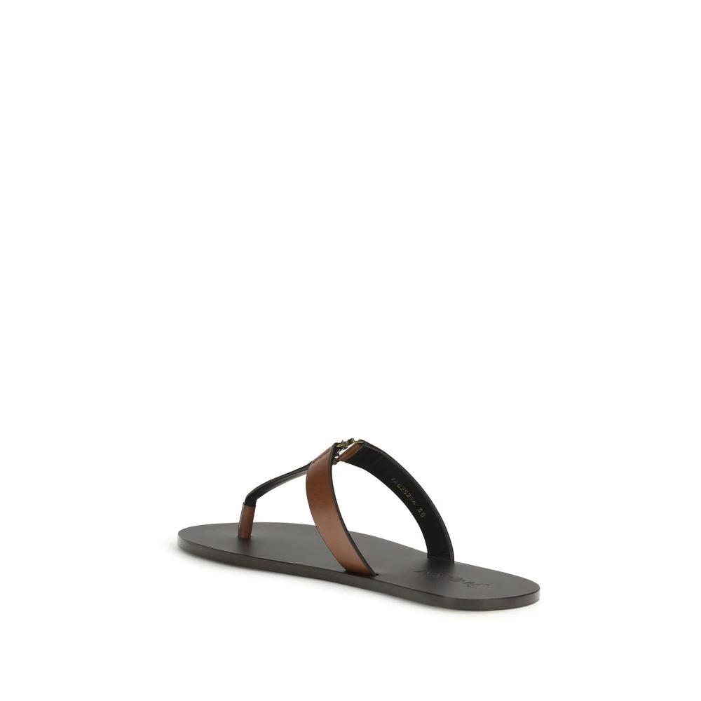 Sandales tongs Saint Laurent Bos Taurus en cuir de veau marron