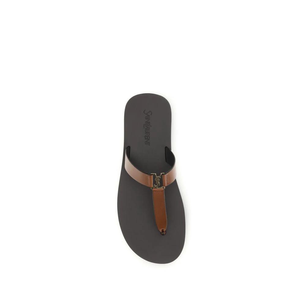 Sandales tongs Saint Laurent Bos Taurus en cuir de veau marron