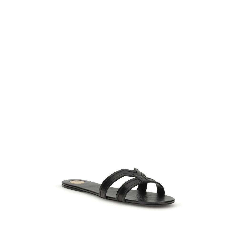 Sandales Saint Laurent Bos Taurus en cuir de veau noir