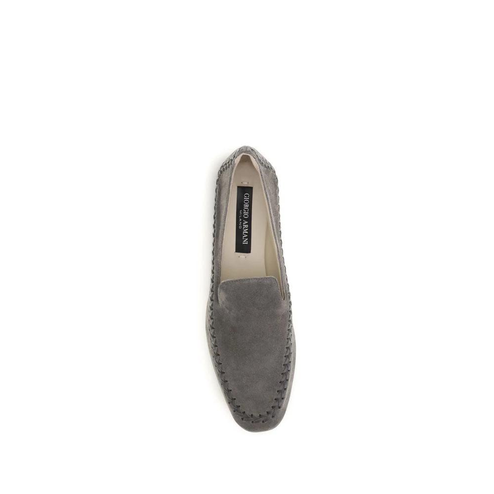 Mocassins à enfiler Bos Taurus en cuir de veau gris Giorgio Armani