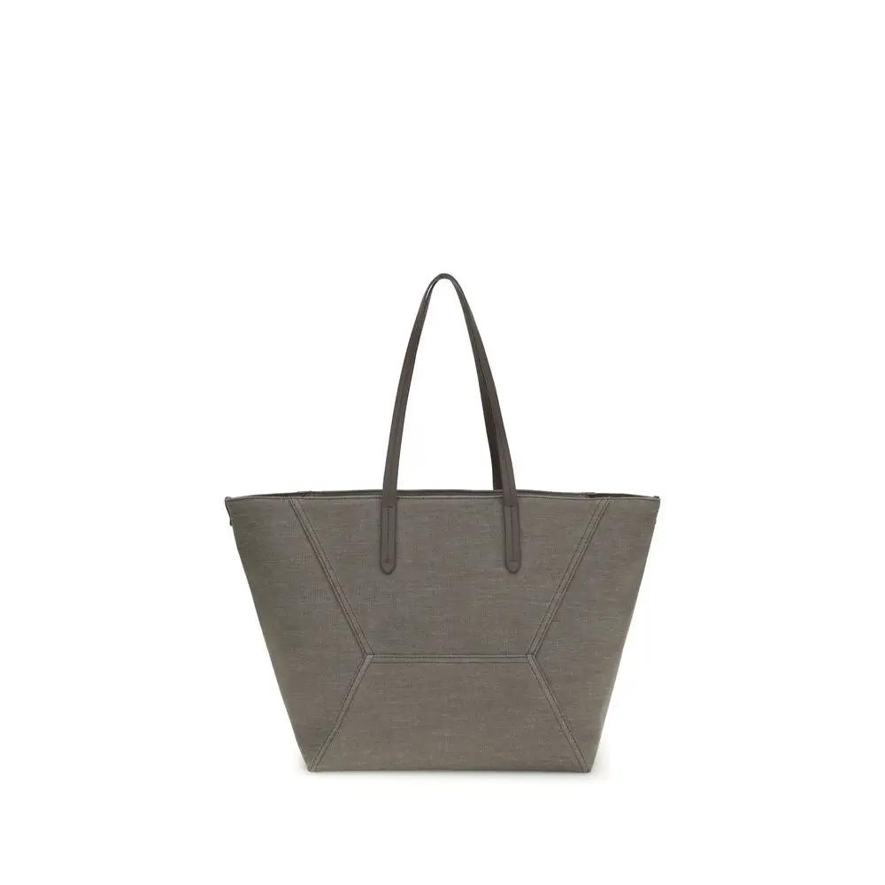 Brunello Cucinelli Brown Cotton Shoulder Bag