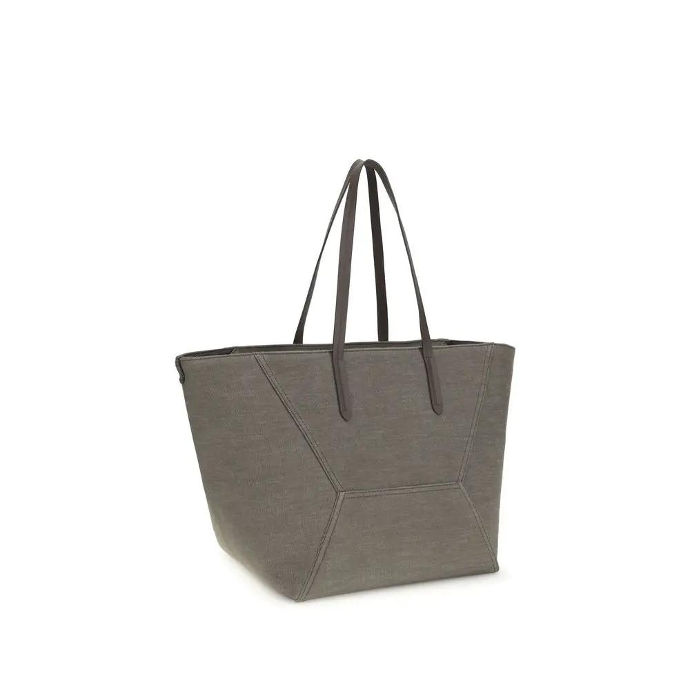 Brunello Cucinelli Brown Cotton Shoulder Bag