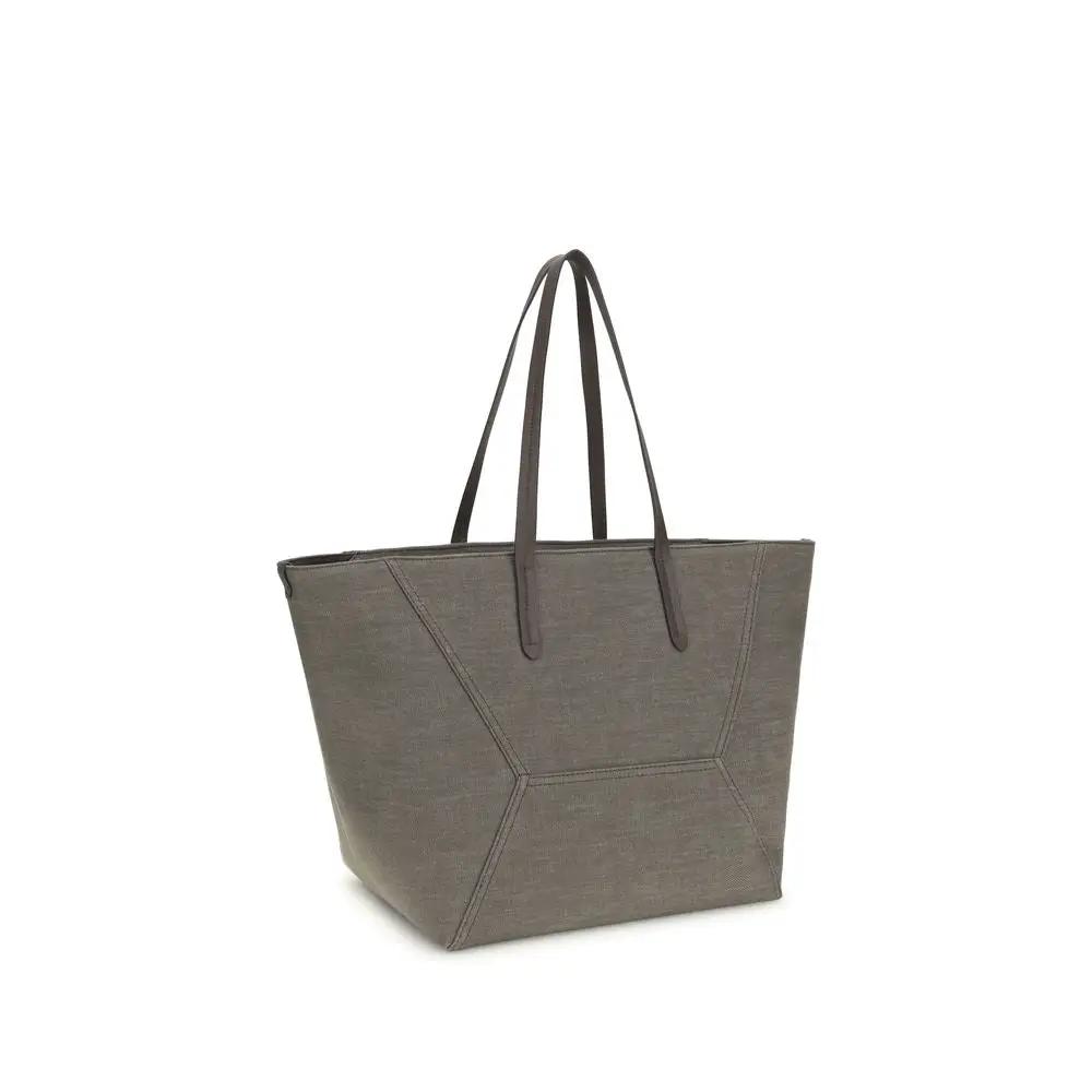 Brunello Cucinelli Brown Cotton Shoulder Bag
