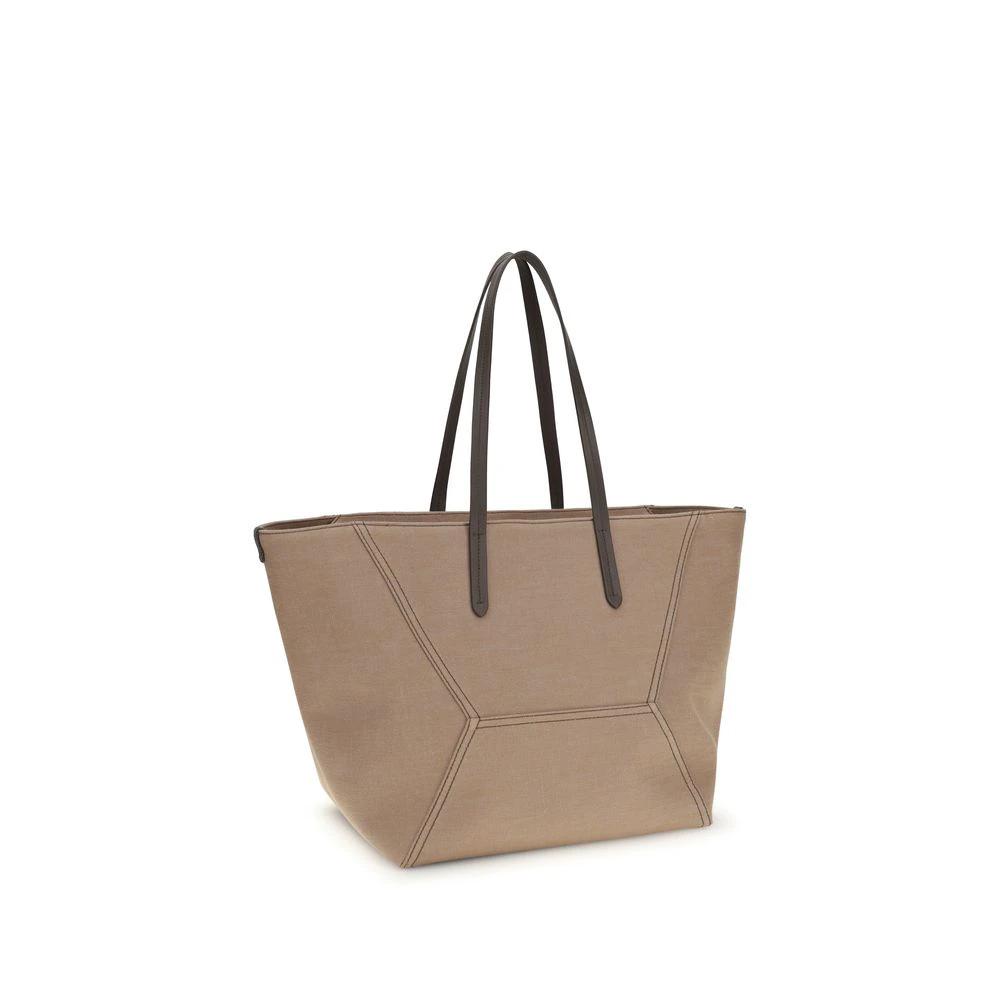 Brunello Cucinelli Beige Cotton Shoulder Bag