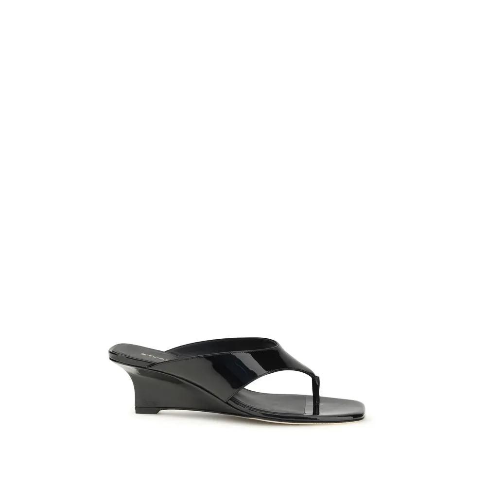 Sandales compensées Bos Taurus en cuir de veau noir Stuart Weitzman
