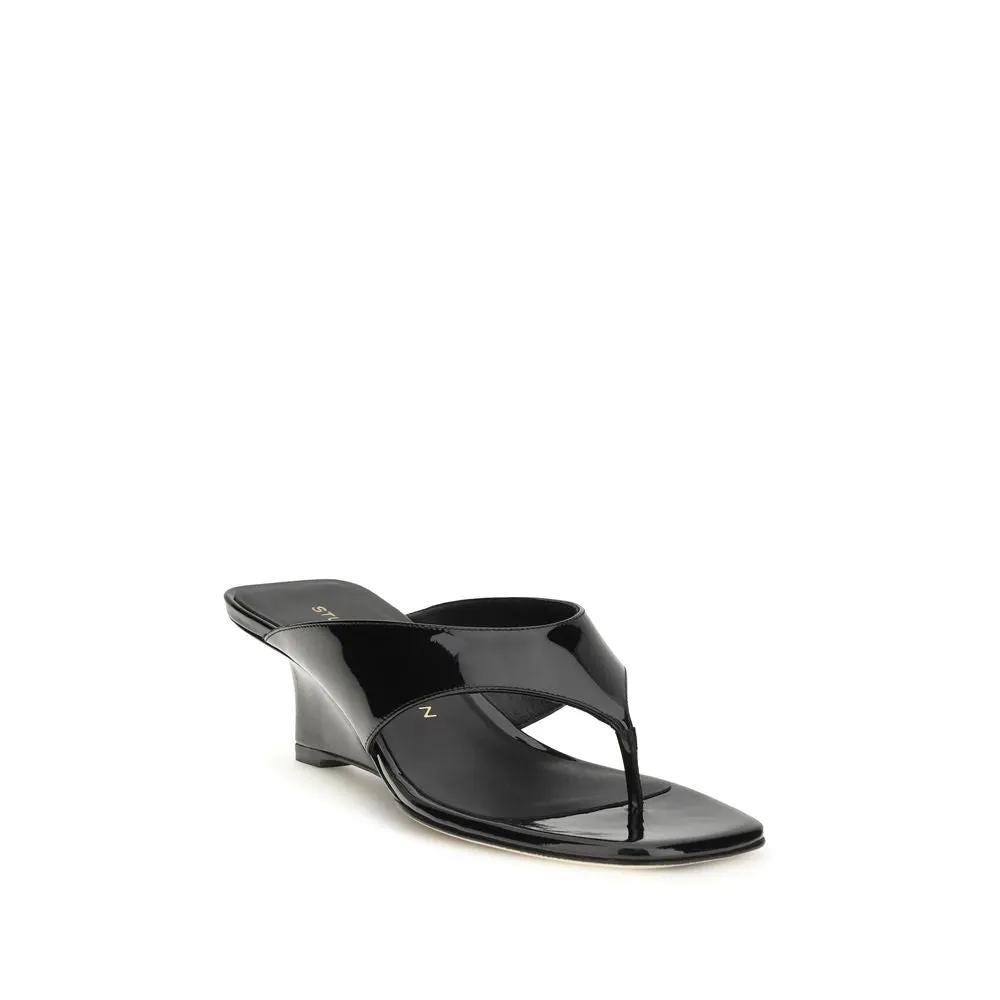 Sandales compensées Bos Taurus en cuir de veau noir Stuart Weitzman