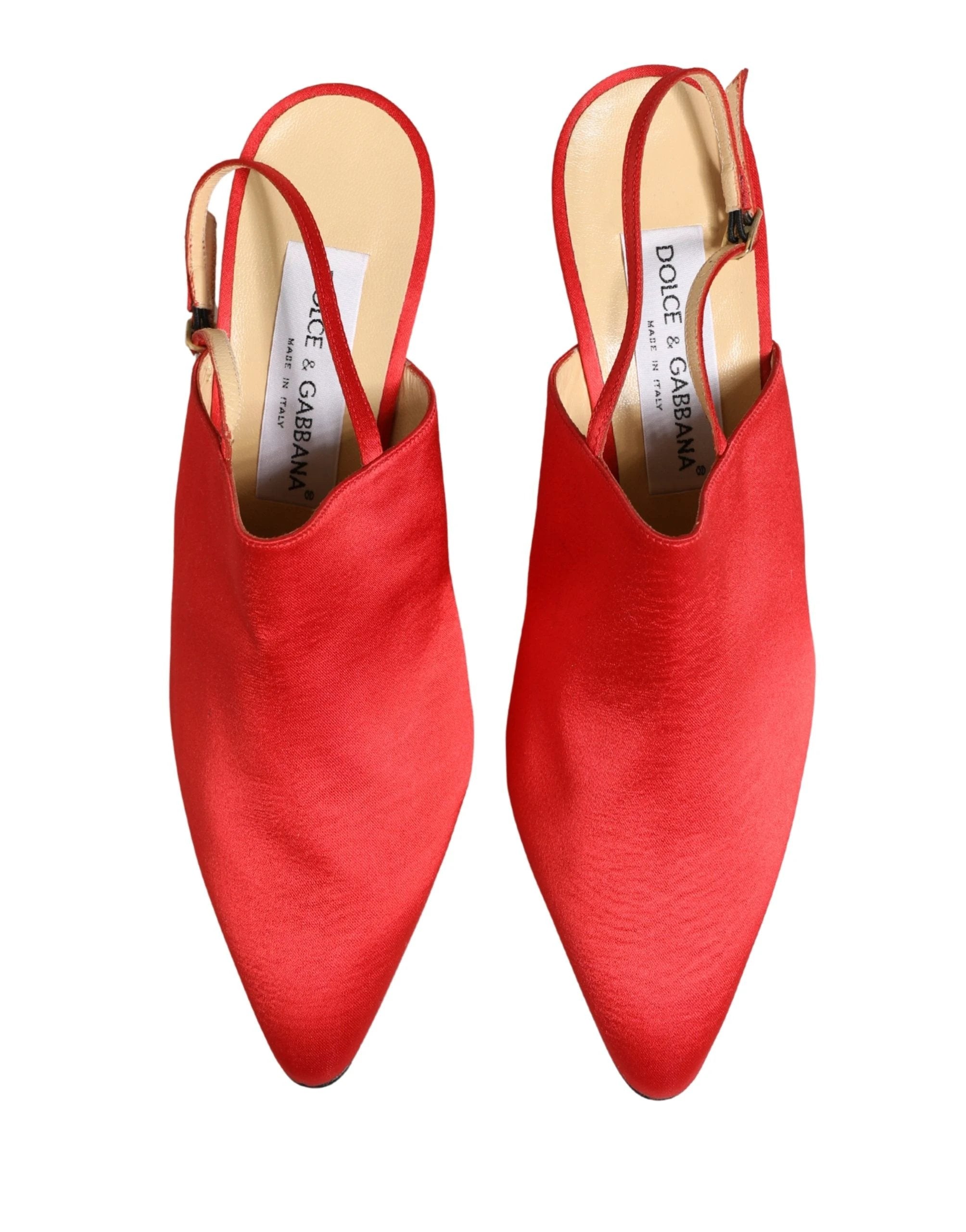 Chaussures slingback à talon en daim rouge Dolce & Gabbana