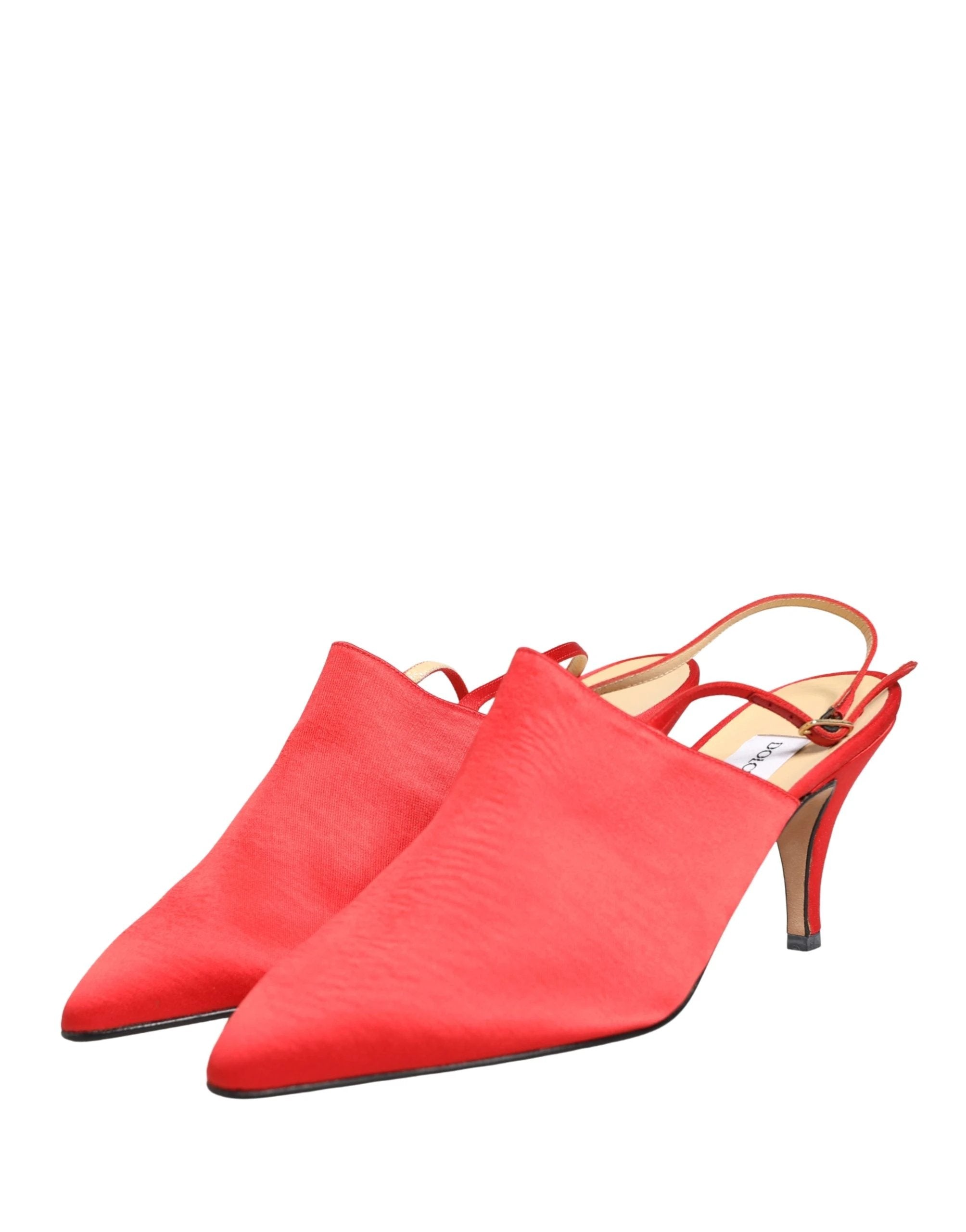 Chaussures slingback à talon en daim rouge Dolce & Gabbana