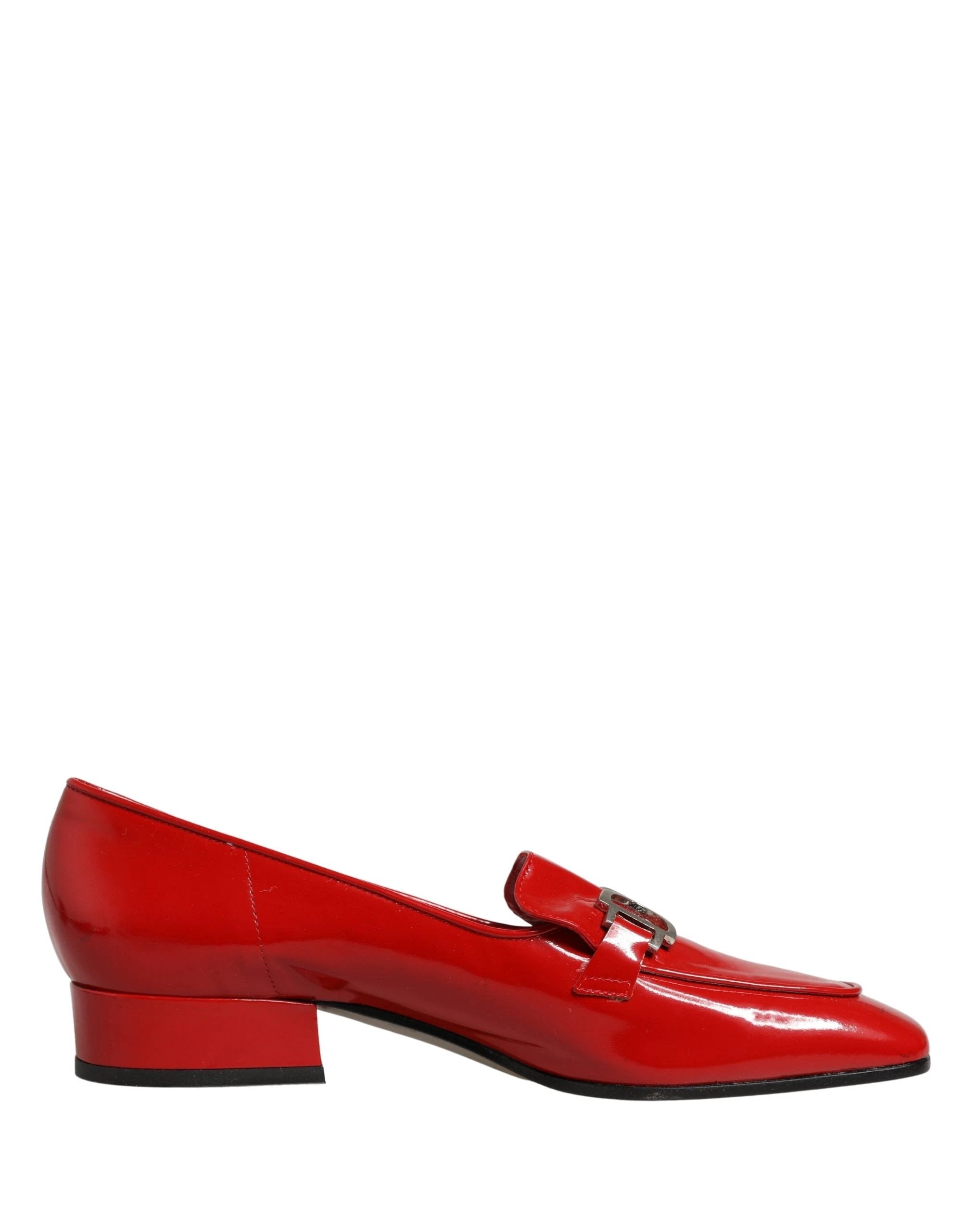 Dolce & Gabbana Red Patent Leather Moccasin Slip On Shoes