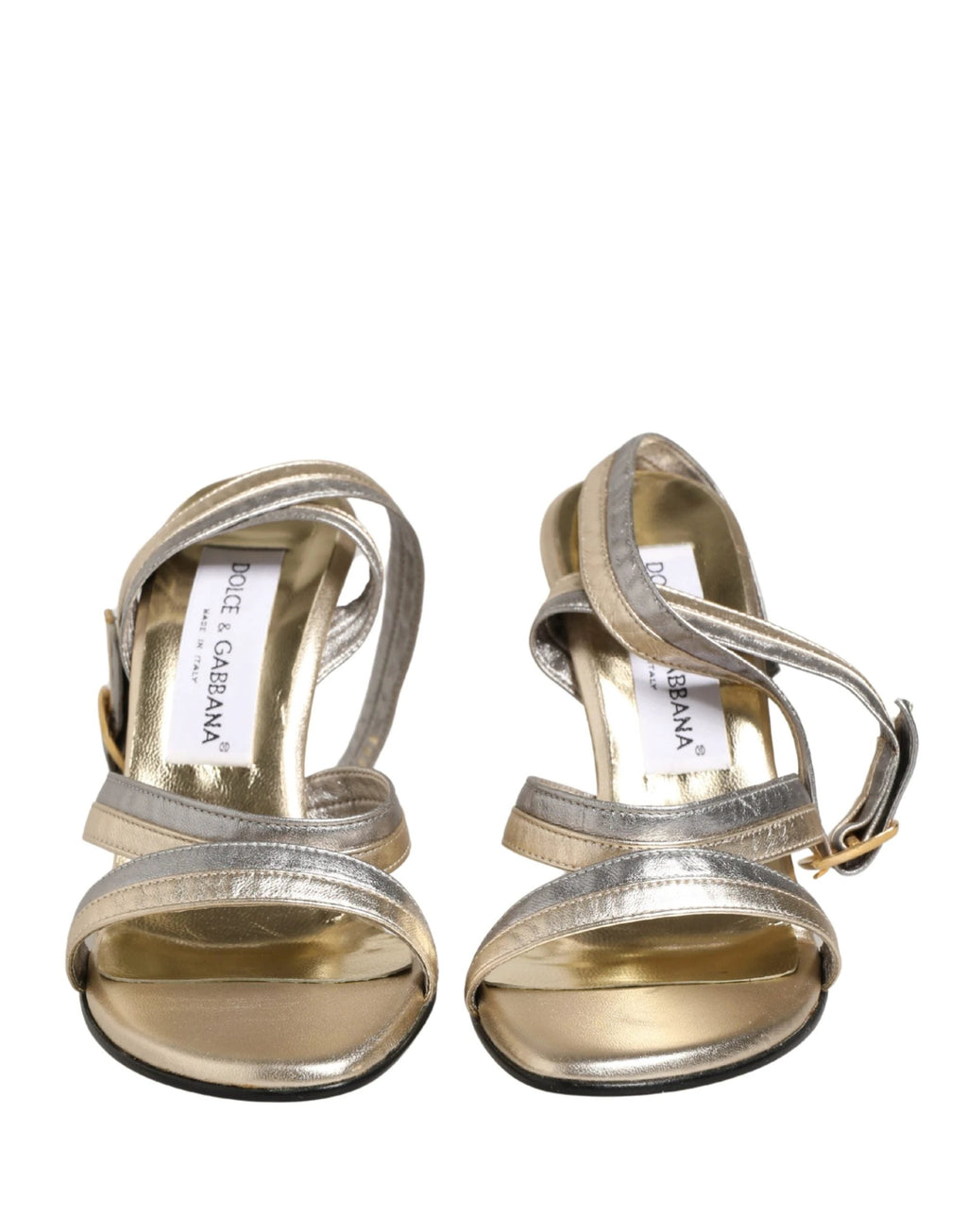 Chaussures Dolce & Gabbana Sandales à talons compensés en cuir doré et argenté
