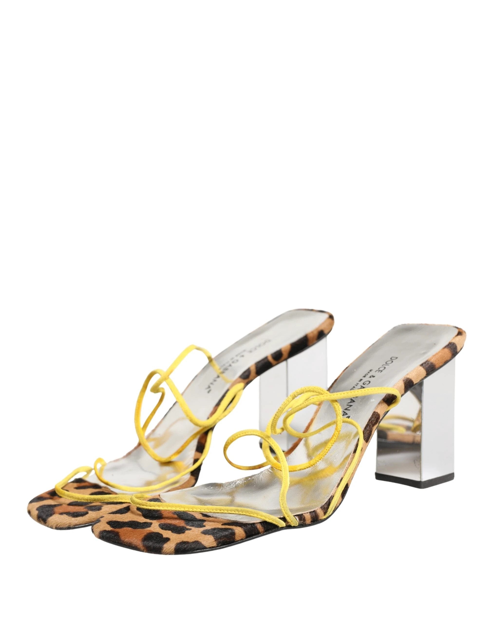 Sandales à talons carrés en cuir multicolore Dolce & Gabbana
