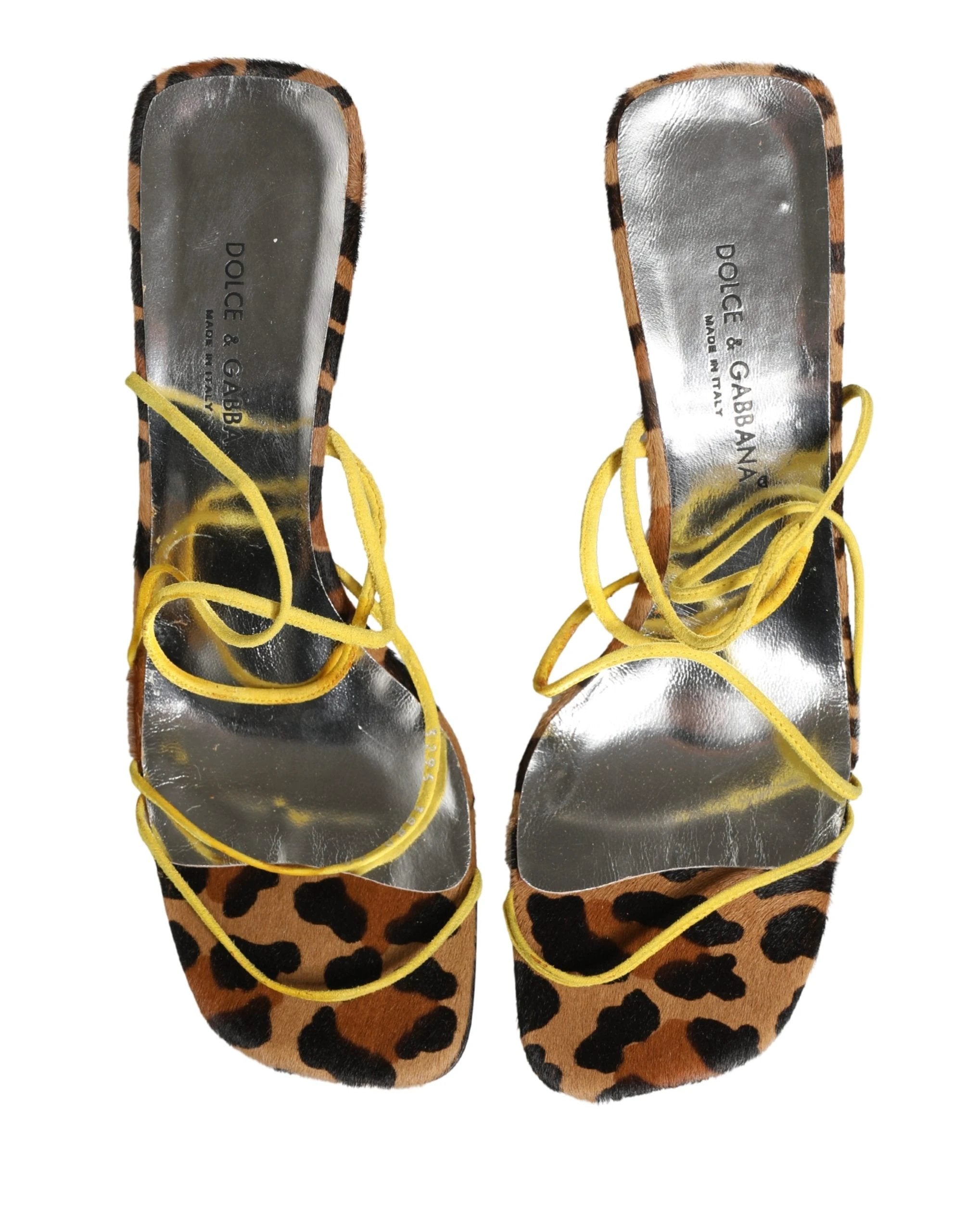 Sandales à talons carrés en cuir multicolore Dolce & Gabbana