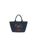 Sac bandoulière Ganni en coton bleu