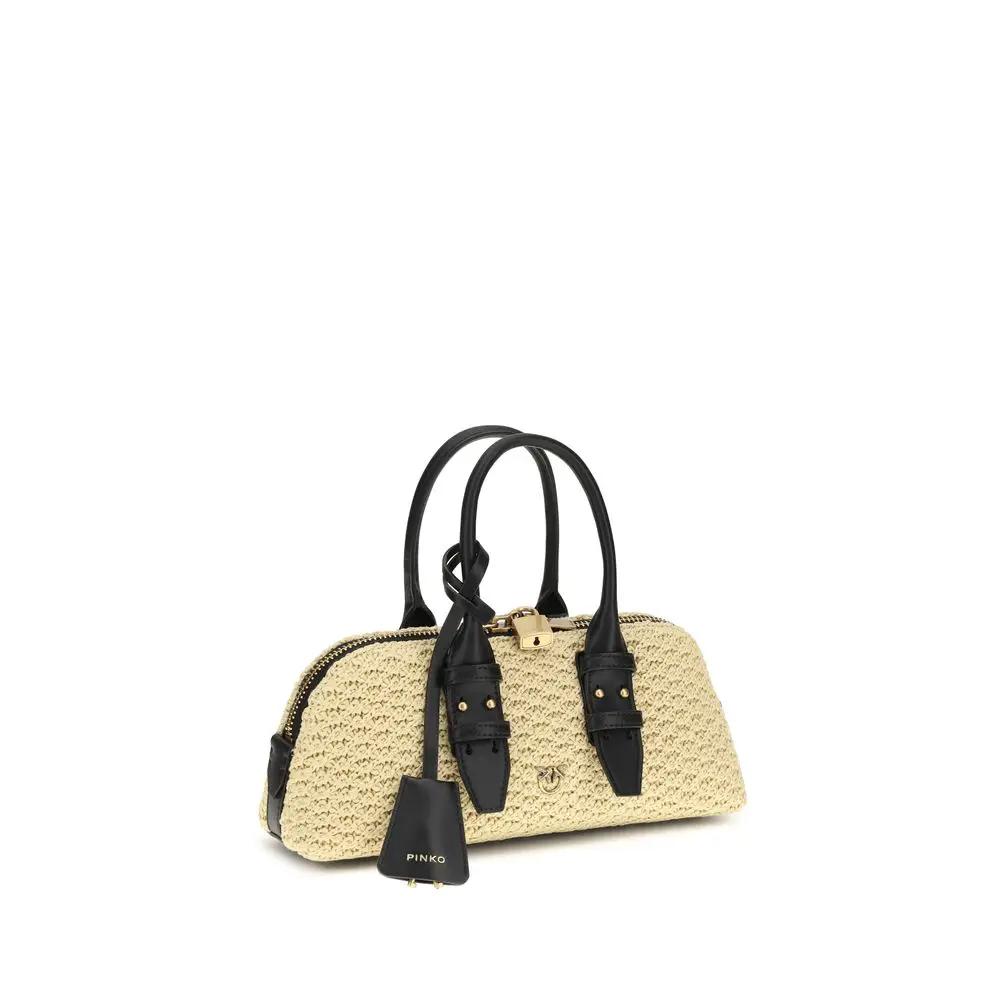 PINKO Beige Raffia Shoulder Bag
