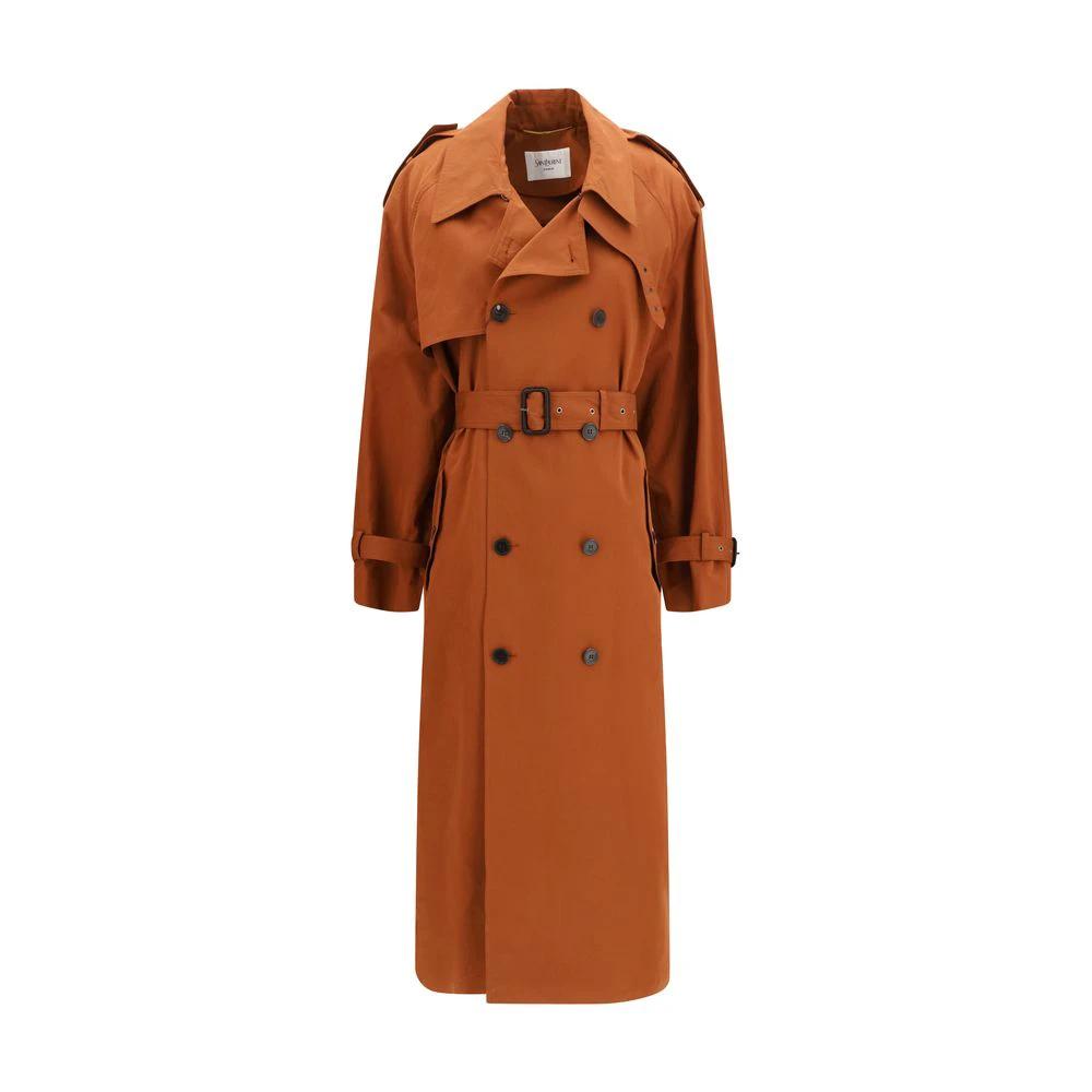 Trench-coat en coton marron Saint Laurent