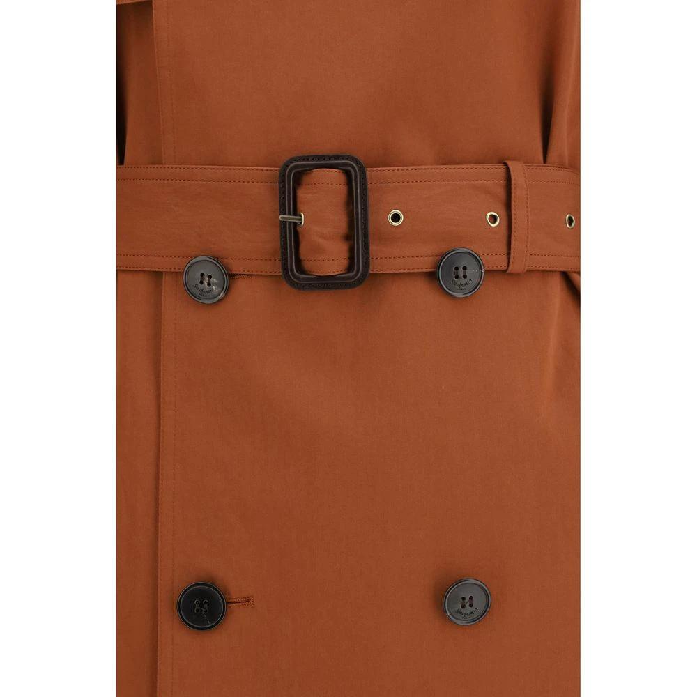 Trench-coat en coton marron Saint Laurent