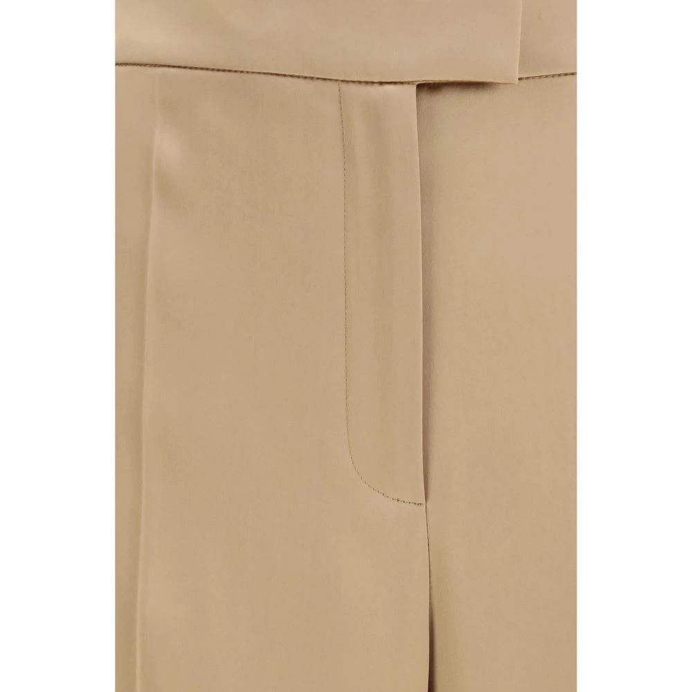 Pantalon habillé en soie beige Valentino