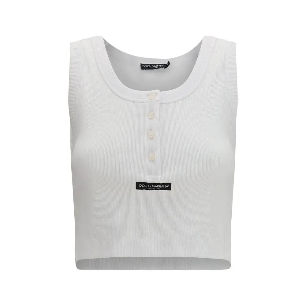 Dolce & Gabbana White Cotton Tank Tops