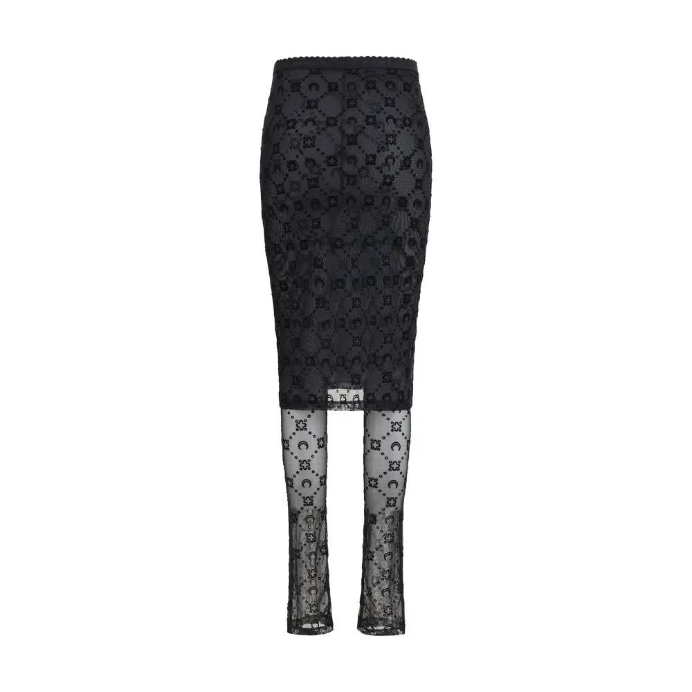 Women’s Black Midi Skirt – Marine Serre Moonogram Mesh Pant-Skirt SS26