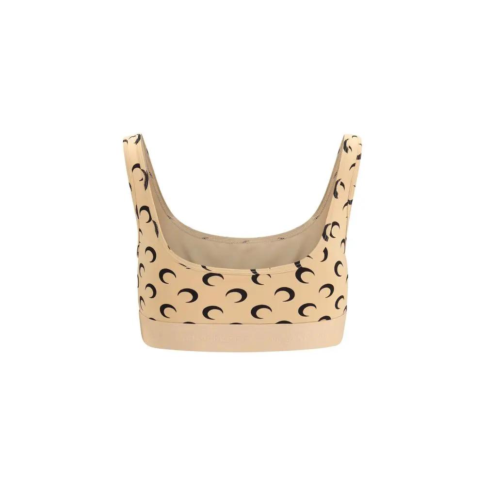 Soutien-gorge de sport beige pour femme – Soutien-gorge en jersey recyclé Marine Serre imprimé lune PE26