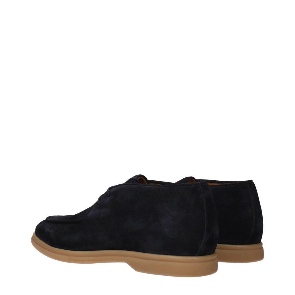 Men’s Blue Suede Derbies – Eleventy Lace-Up Designer Shoes