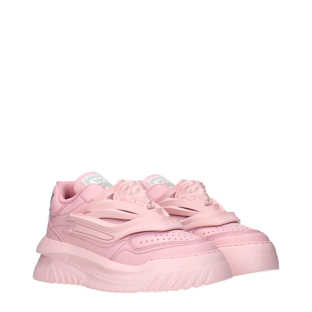 Baskets Versace en cuir rose à semelle épaisse