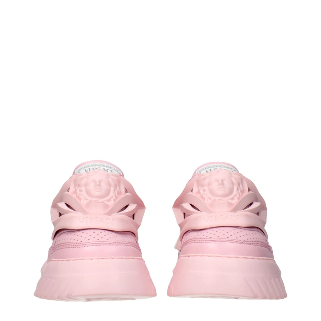 Baskets Versace en cuir rose à semelle épaisse