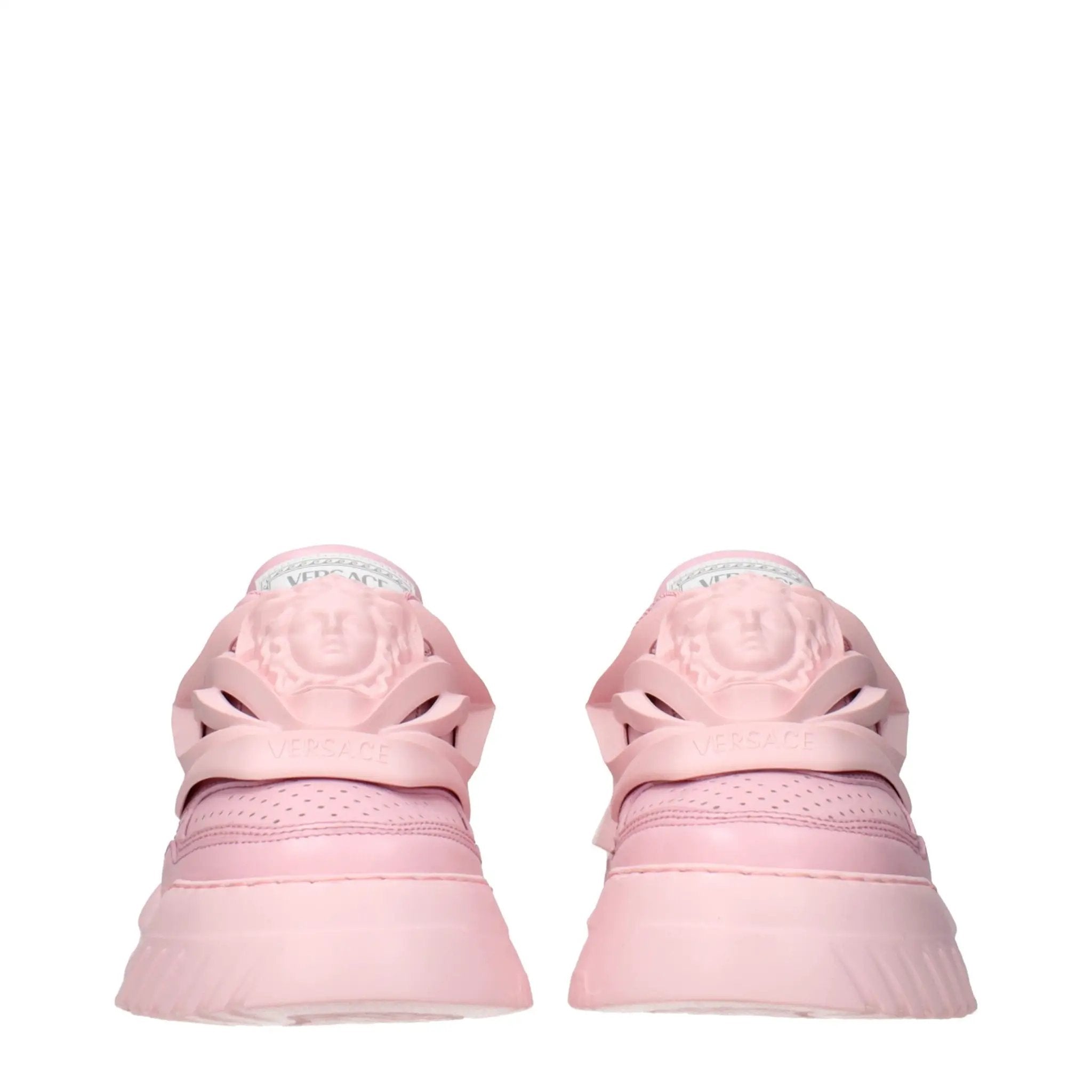 Baskets Versace en cuir rose à semelle épaisse