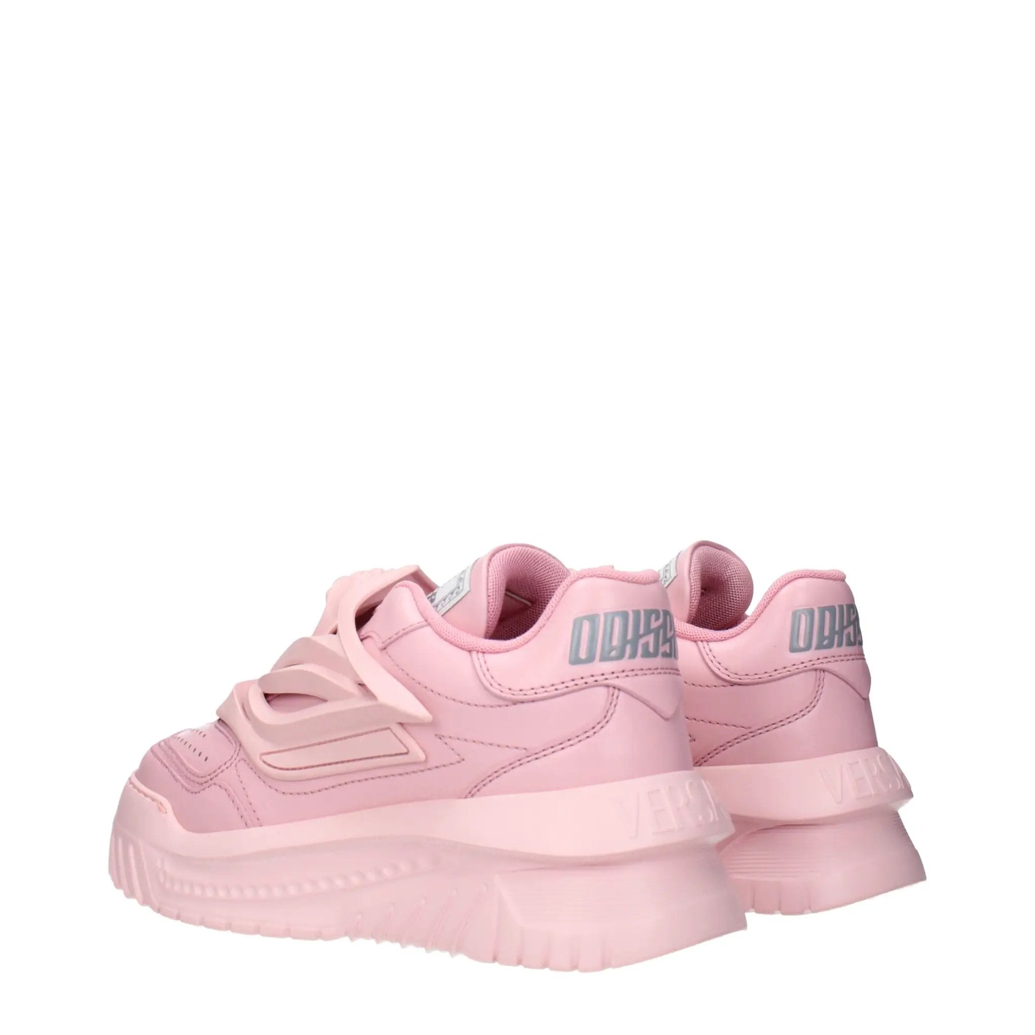Baskets Versace en cuir rose à semelle épaisse