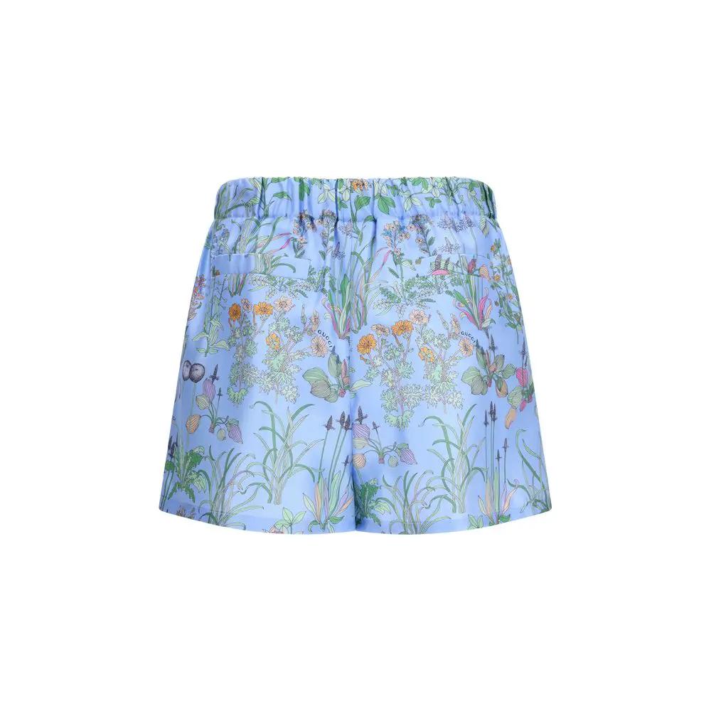 Shorts Bermudas en soie bleue Gucci