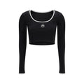 Women’s Black Cropped T-Shirt – Marine Serre Moon Logo Slim Fit Tee SS26
