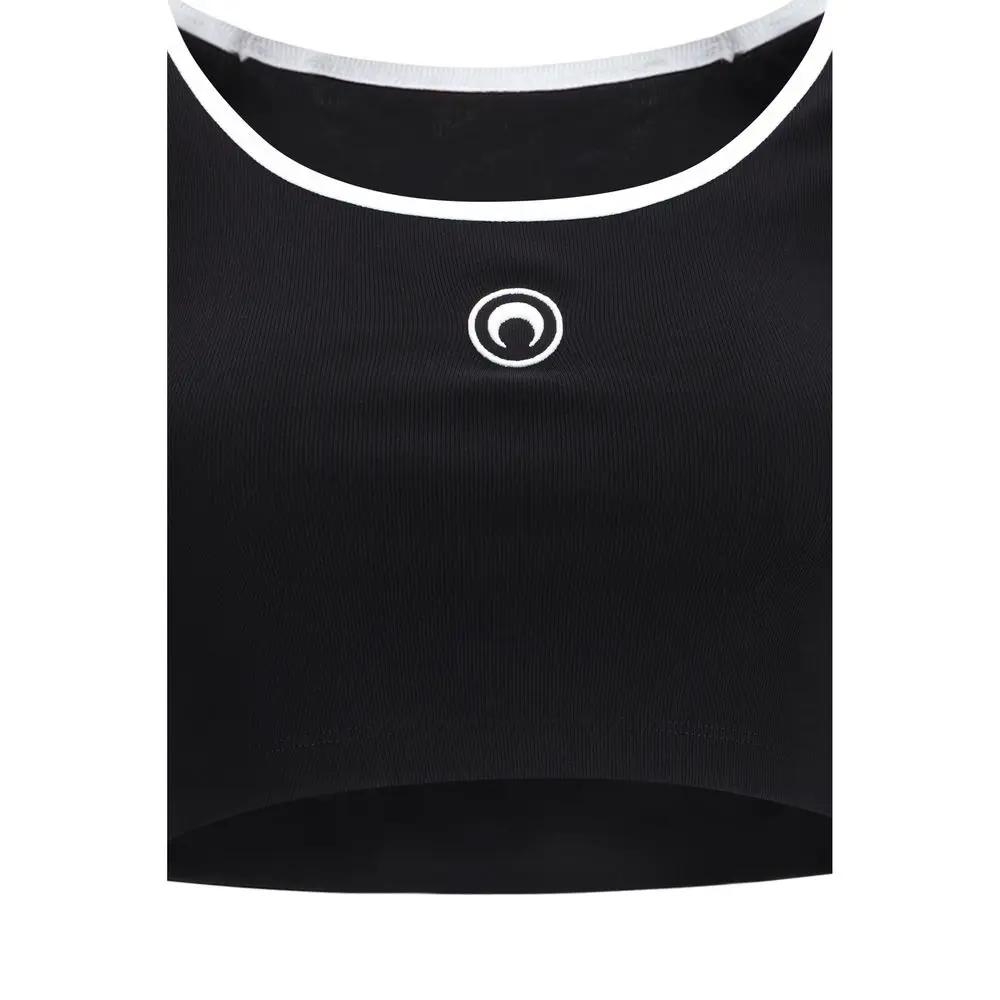 Women’s Black Cropped T-Shirt – Marine Serre Moon Logo Slim Fit Tee SS26