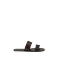 Sandales plates Saint Laurent Bos Taurus en cuir de veau marron