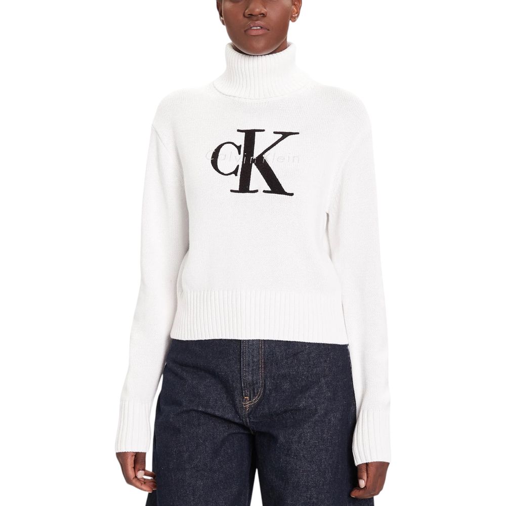 Calvin Klein Jeans Col Roulé en Coton Blanc