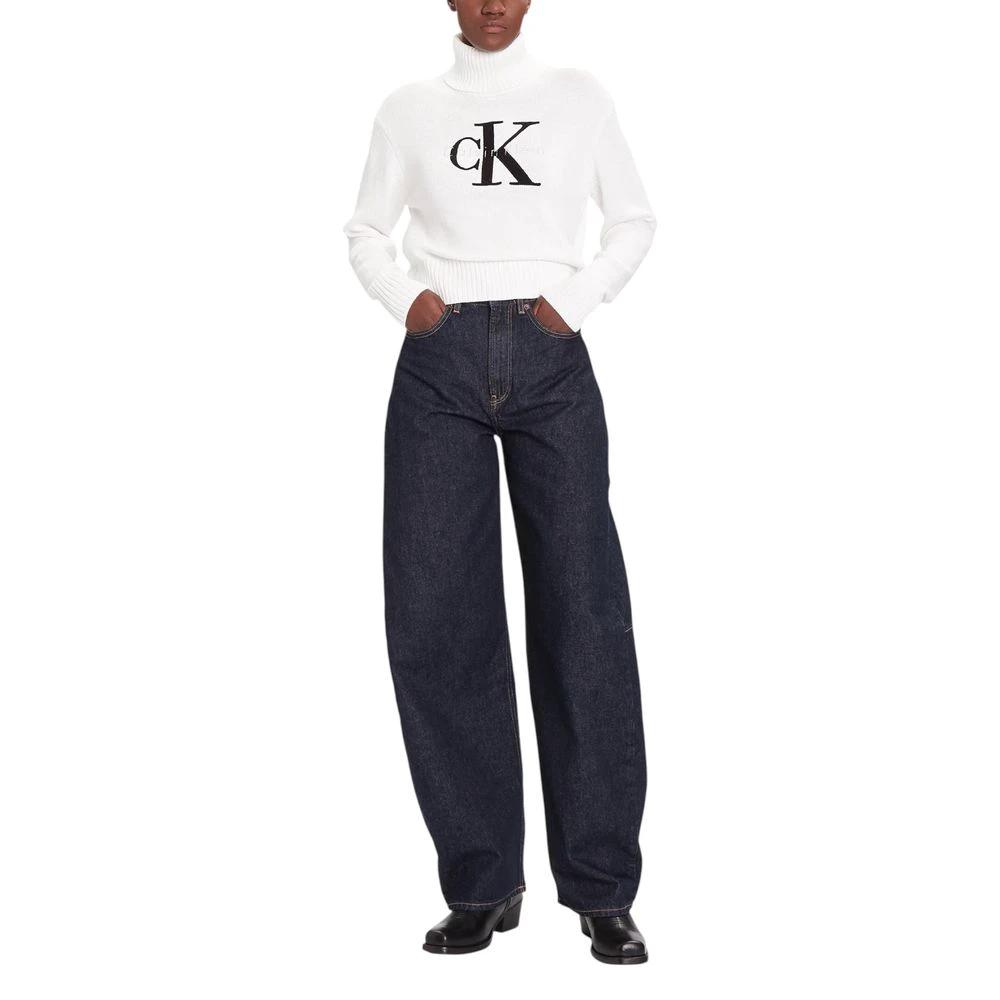 Calvin Klein Jeans Col Roulé en Coton Blanc
