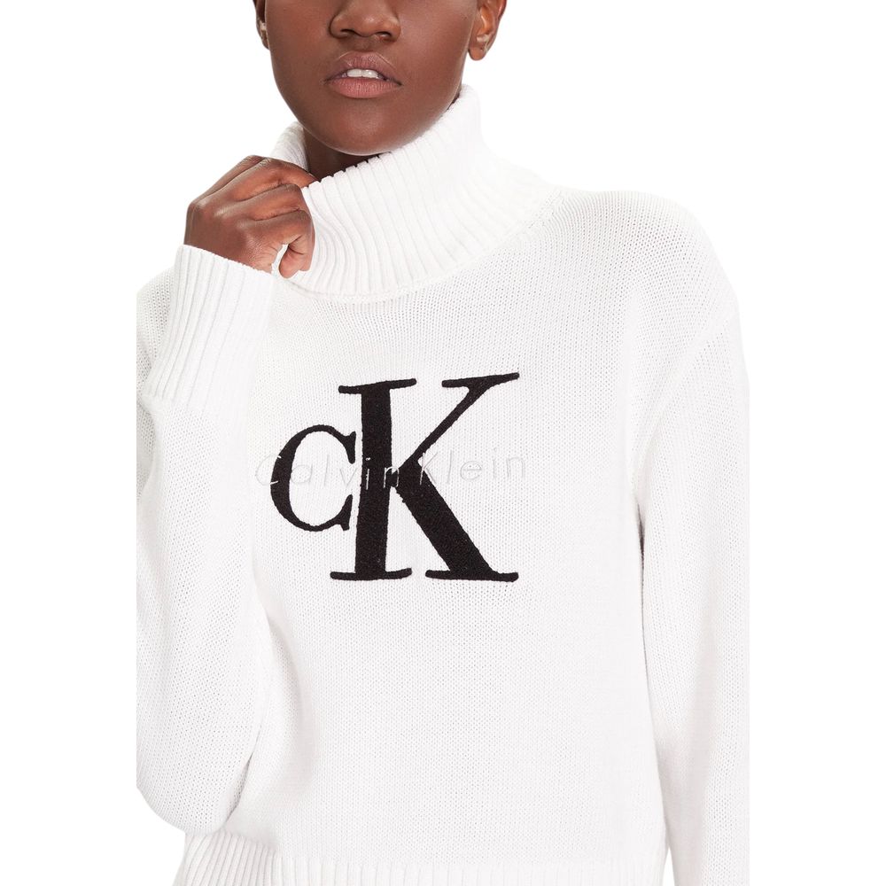 Calvin Klein Jeans Col Roulé en Coton Blanc