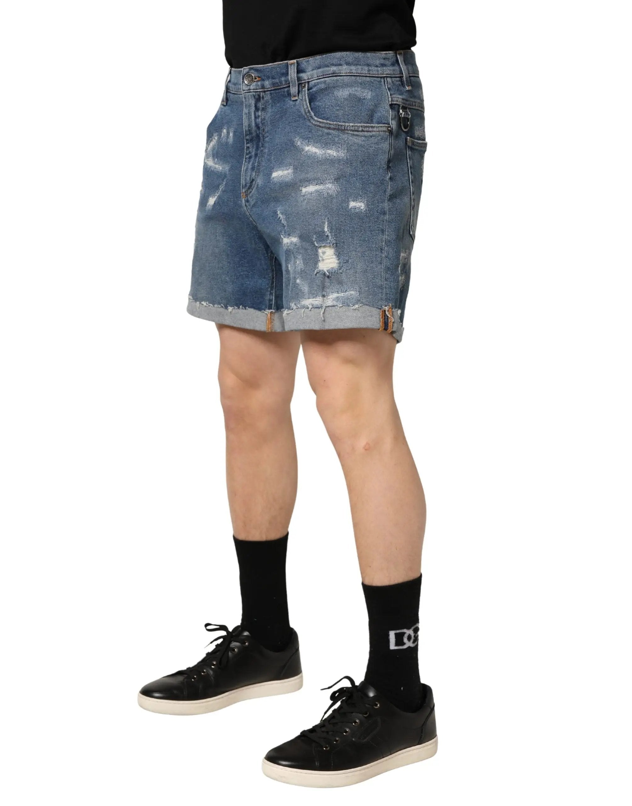Bermuda en denim bleu délavé Dolce &amp; Gabbana