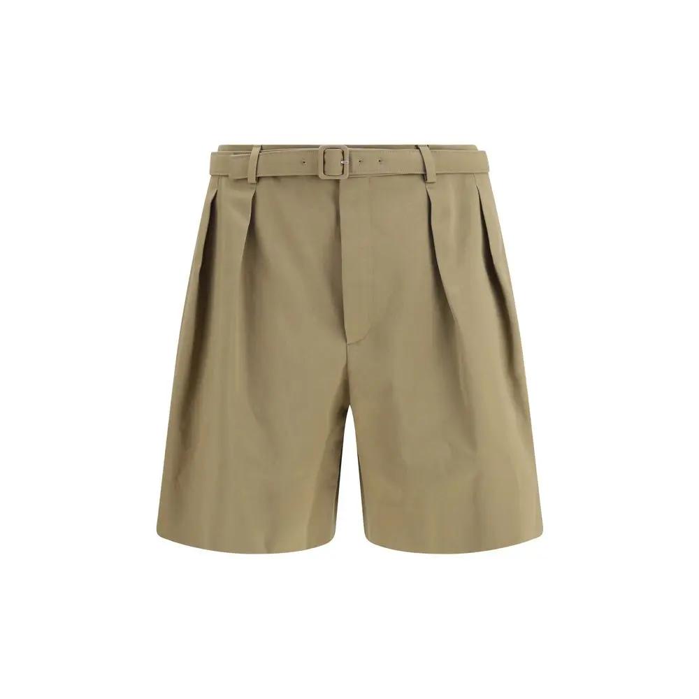 Women’s Beige Bermuda Shorts – Saint Laurent Pleated Belted Cotton Shorts SS26