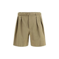 Women’s Beige Bermuda Shorts – Saint Laurent Pleated Belted Cotton Shorts SS26