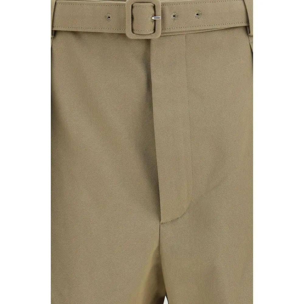 Women’s Beige Bermuda Shorts – Saint Laurent Pleated Belted Cotton Shorts SS26