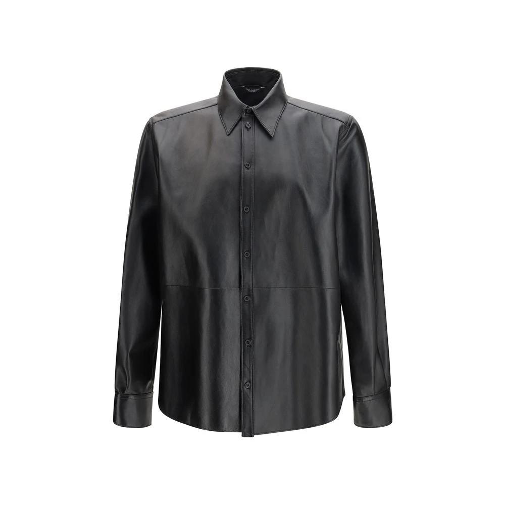 Chemise habillée en cuir noir Dolce & Gabbana