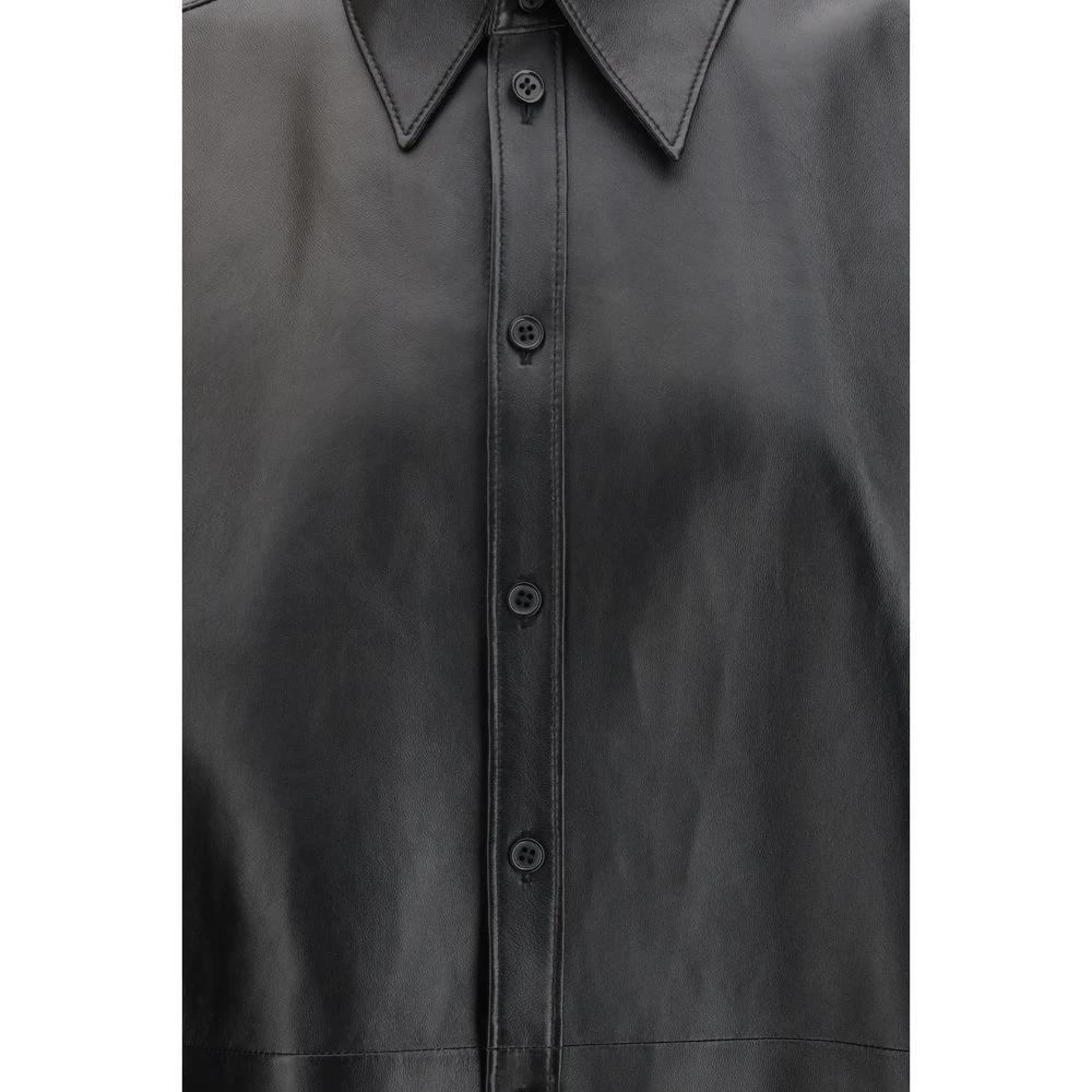 Chemise habillée en cuir noir Dolce & Gabbana