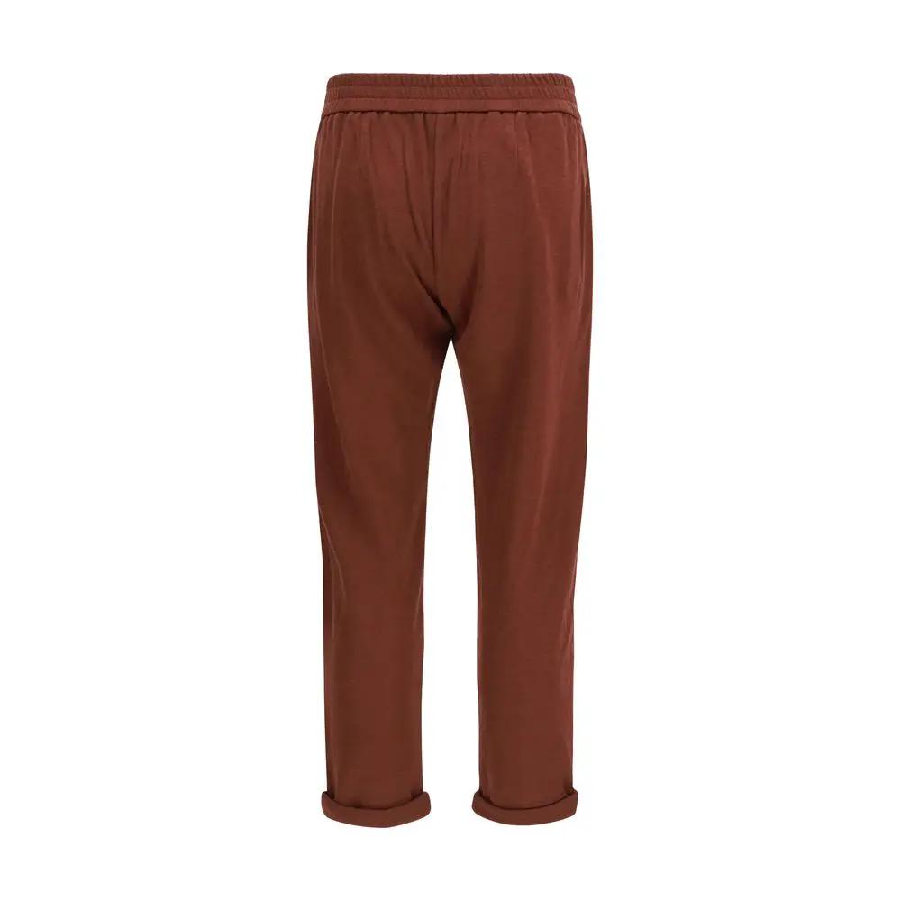 Brunello Cucinelli Pantalon décontracté en coton bordeaux